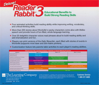 Reader Rabbit 3 - Box - Back Image