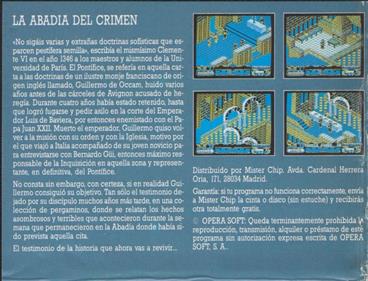 La Abadía del Crimen  - Box - Back Image