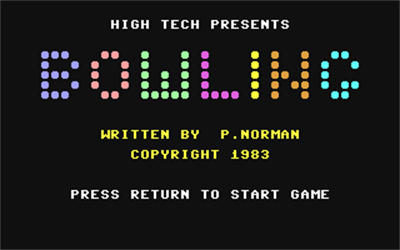 Bowling (High Tech Software) - Screenshot - Game Title Image