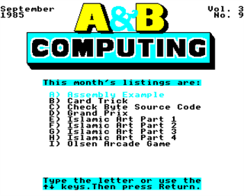 A&B Computing 3.09  - Screenshot - Game Title Image