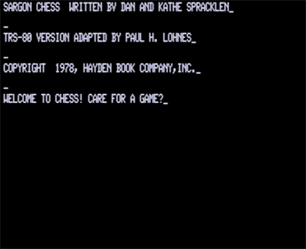 SARGON: A Computer Chess Program - Screenshot - Game Title Image
