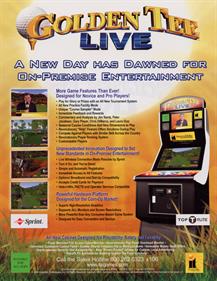 Golden Tee Live - Advertisement Flyer - Back Image