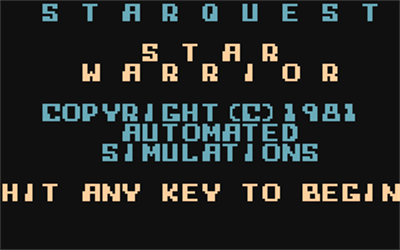 Starquest: Star Warrior - Screenshot - Game Title Image