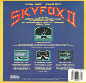 Skyfox II: The Cygnus Conflict - Box - Back Image