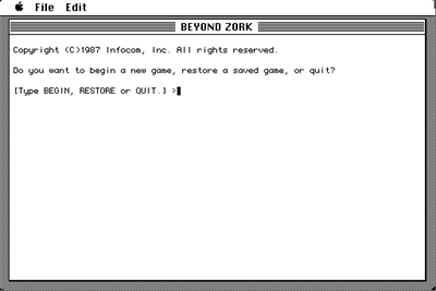 Beyond Zork - Screenshot - Game Select Image