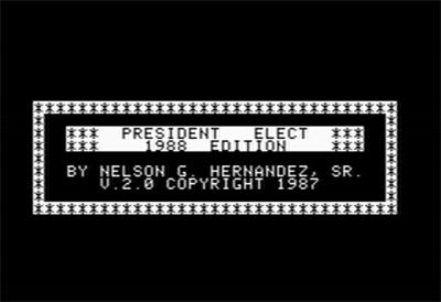 President Elect 1988 Edition - Screenshot - Game Title Image