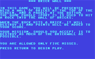 Brick Wall - Screenshot - Game Title Image