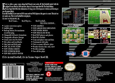 Tecmo Super Bowl III: Final Edition - Box - Back Image