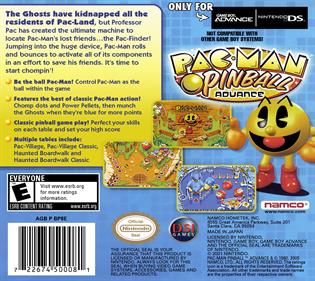 Pac-Man Pinball Advance - Box - Back Image