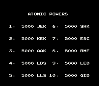 Atomic Boy - Screenshot - High Scores Image