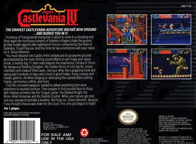 Super Castlevania IV - Box - Back Image