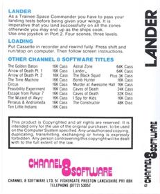 Lander (Channel 8) - Box - Back Image