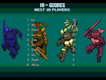 Teenage Mutant Ninja Turtles: The Hyperstone Heist Remixed - Screenshot - High Scores Image