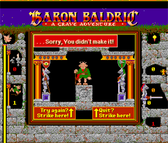 Baron Baldric: A Grave Adventure - Screenshot - Game Over Image