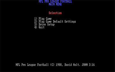 NFL Pro League Football (1989) - Screenshot - Game Title Image