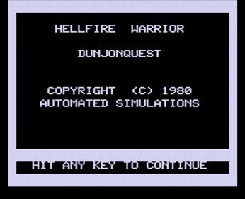 Hellfire Warrior - Screenshot - Game Title Image