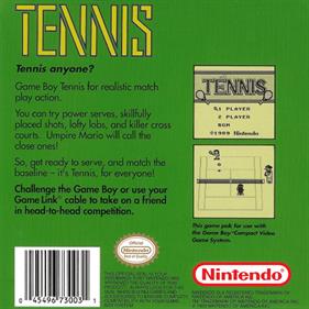 Tennis - Box - Back Image