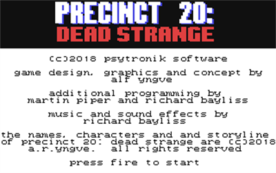 Precinct 20: Dead Strange - Screenshot - Game Title Image