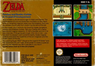 The Legend of Zelda: A Link to the Past - Box - Back Image