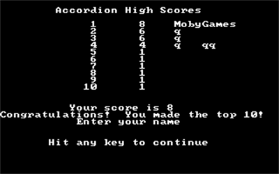 Accordion - Screenshot - High Scores Image