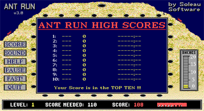 Ant Run - Screenshot - High Scores Image