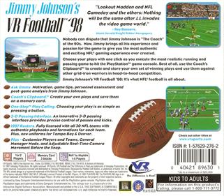 Jimmy Johnson's VR Football '98 - Box - Back Image