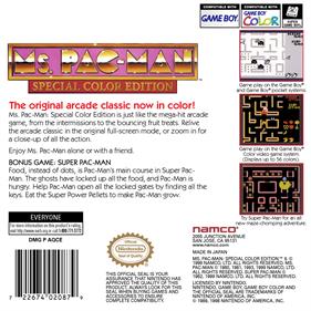 Ms. Pac-Man: Special Color Edition - Box - Back Image