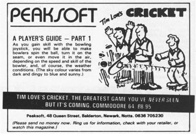 Tim Love's Cricket - Advertisement Flyer - Front Image