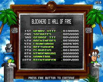 Blockhead II - Screenshot - High Scores Image