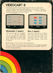 Videocart-8: Magic Numbers - Box - Back Image