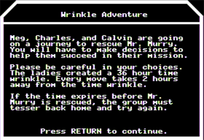 A Newbery Adventure: A Wrinkle in Time - Screenshot - Game Title Image