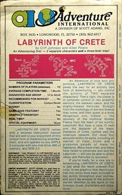 Labyrinth of Crete - Box - Back Image