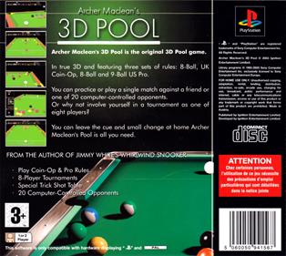 Archer Maclean's 3D Pool - Box - Back Image