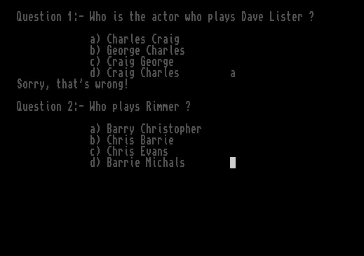 Red Dwarf Trivia Quiz