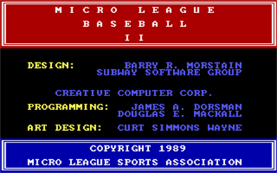 MicroLeague Baseball II - Screenshot - Game Title Image