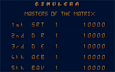 Simulcra - Screenshot - High Scores Image