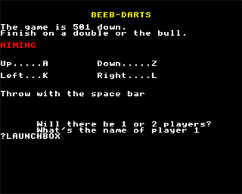 Beeb-Darts - Screenshot - Game Select Image