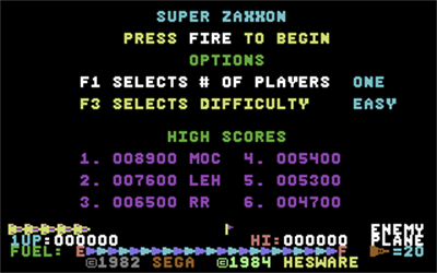 Super Zaxxon - Screenshot - Game Select Image