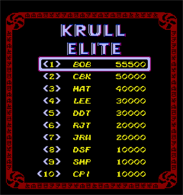 Krull - Screenshot - High Scores Image