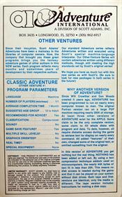Classic Adventure - Box - Back Image