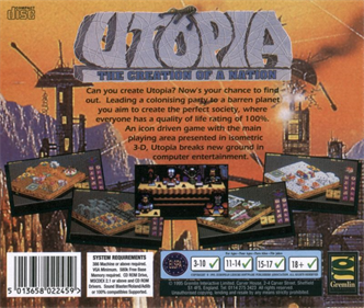 Utopia: The Creation of a Nation - Box - Back Image