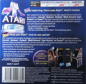 Atari Anniversary Advance - Box - Back Image