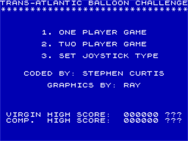 Trans-Atlantic Balloon Challenge: The Game - Screenshot - Game Select Image