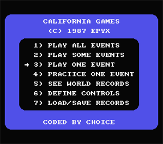 California Games - Screenshot - Game Select Image