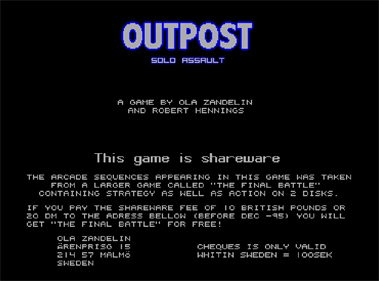 Outpost: Solo Assault - Screenshot - Game Title Image