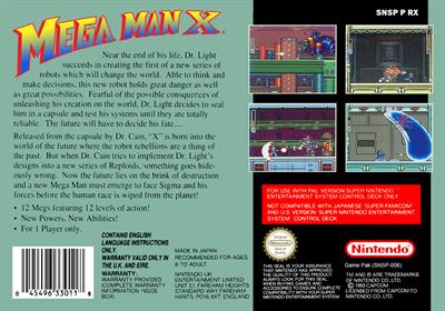 Mega Man X - Box - Back Image