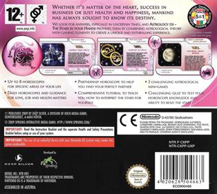 Astrology DS: The Stars in Your Hands - Box - Back Image