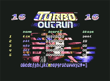 Turbo Out Run - Screenshot - High Scores Image