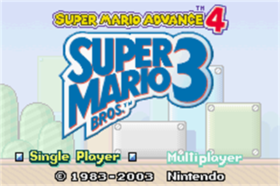 Super Mario Advance 4: Super Mario Bros. 3 - Screenshot - Game Title Image