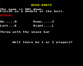 Beeb-Darts - Screenshot - Game Select Image